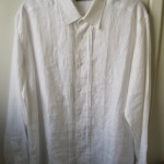 Simple Long Sleeved White Linen